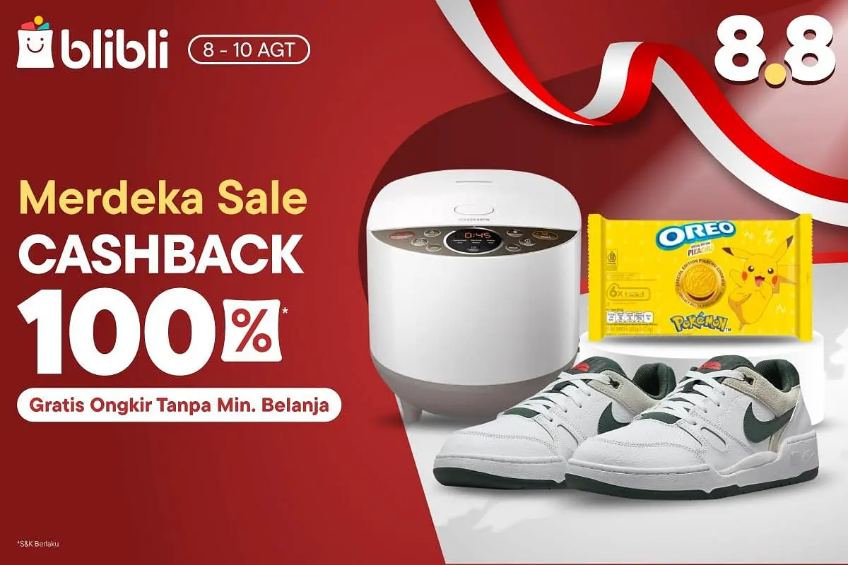 Rayakan Kemerdekaan dengan Promo 8.8 Blibli: Cashback 100% dan Diskon Besar-besaran!