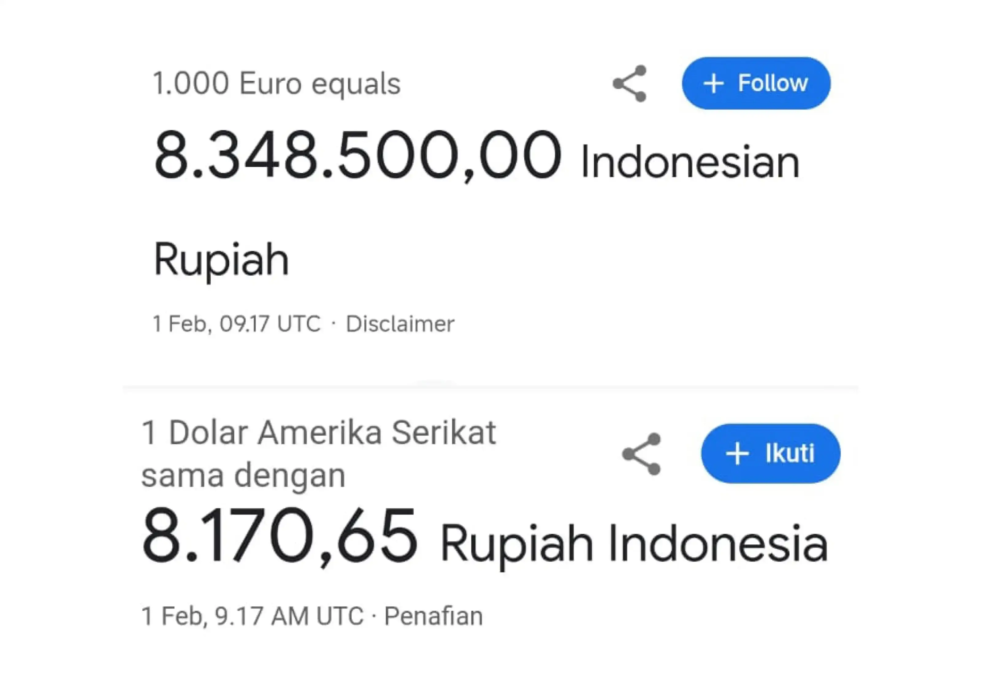 Error google kurs dollar AS Euro rupiah