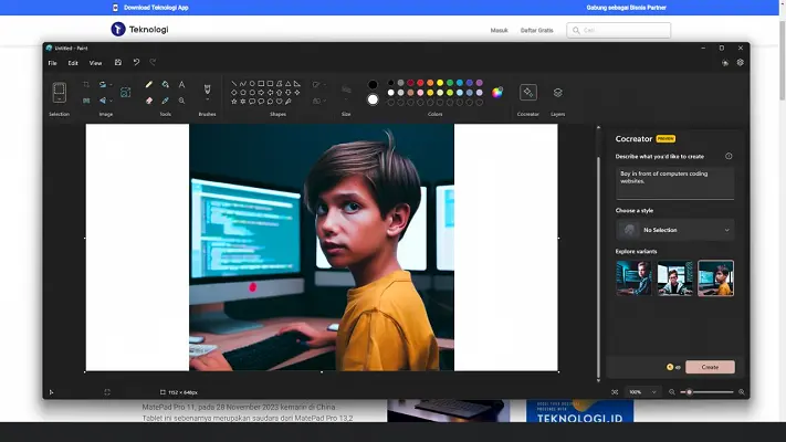 Create Image di Microsoft Paint