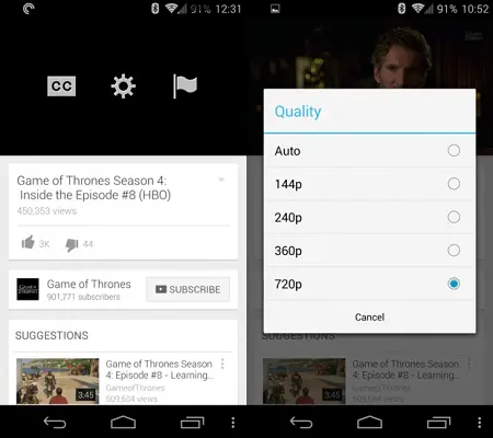 YouTube app updated with streaming quality selection | Greenbot