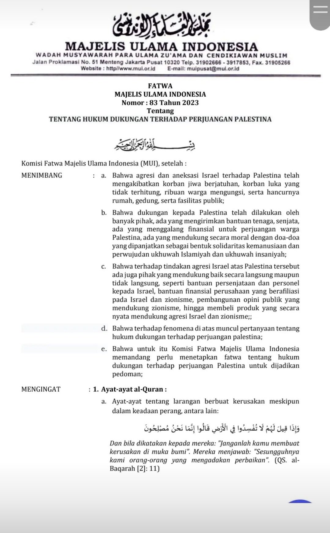 fatwa haram MUI israel