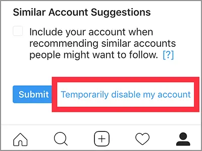 Instagram Profile Edit Temporarily Disable Account