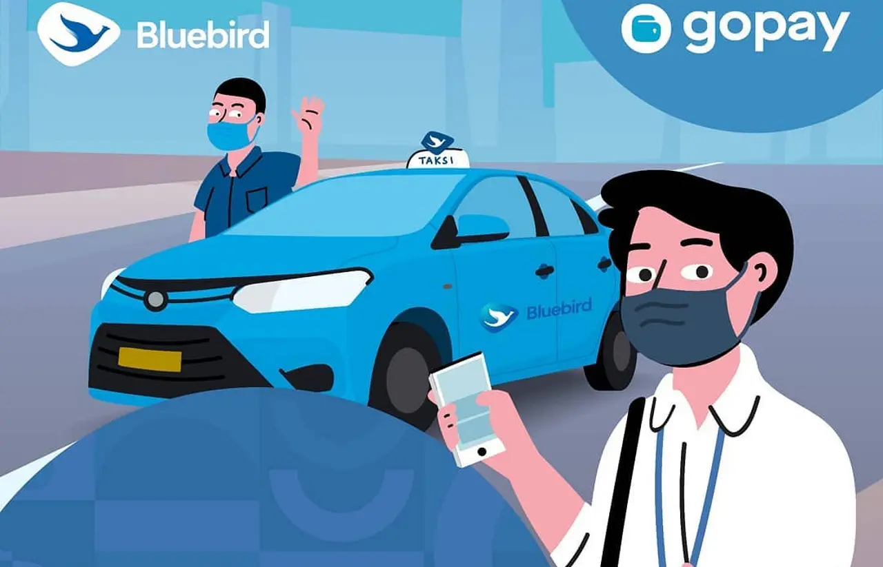 pembayaran Blue Bird dengan QRIS Gopay