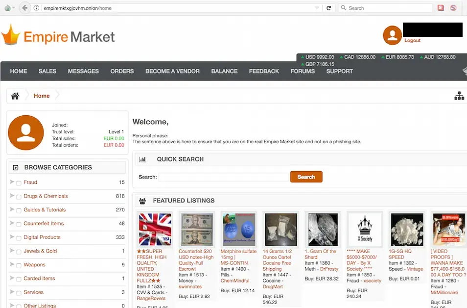 Empire Market Dark Web Tutup