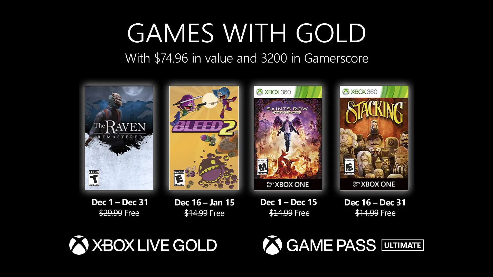 Game Pass Ultimate free games Desember 2020