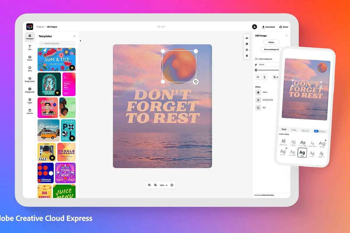 Adobe Creative Cloud Express Edit Video Gambar Foto