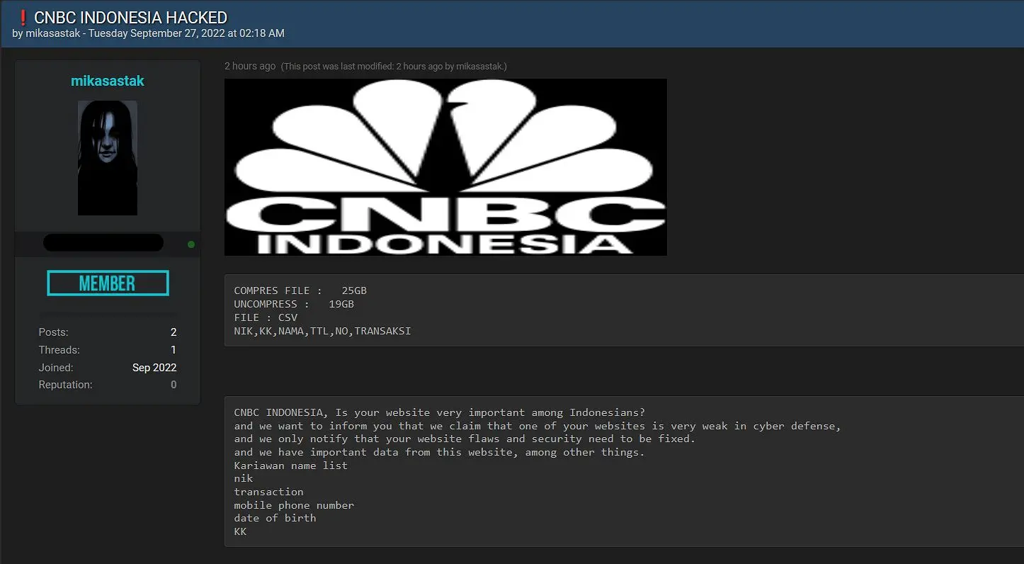 Data Pribadi Karyawan CNBC Indonesia Diretas