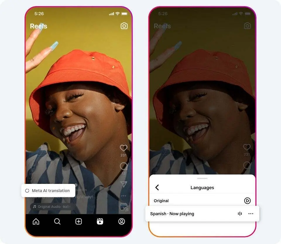 Fitur terjemahan lipsync AI Instagram