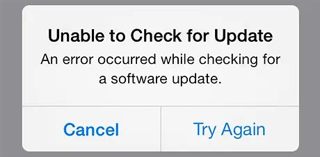 unable to check for update iPhone
