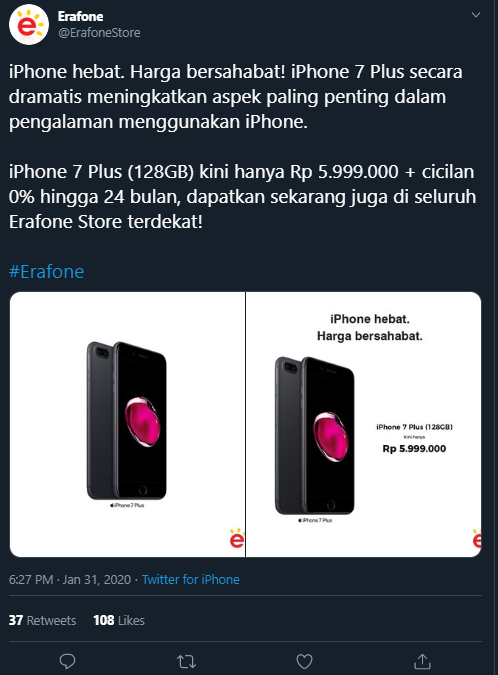  iPhone  7  Plus  Turun Harga  Kini Sekitar Rp 6 juta an 