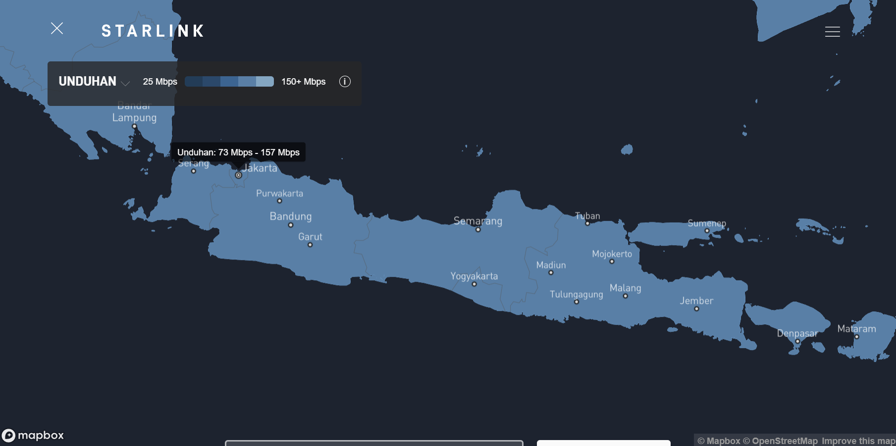 Kecepatan internet starlink