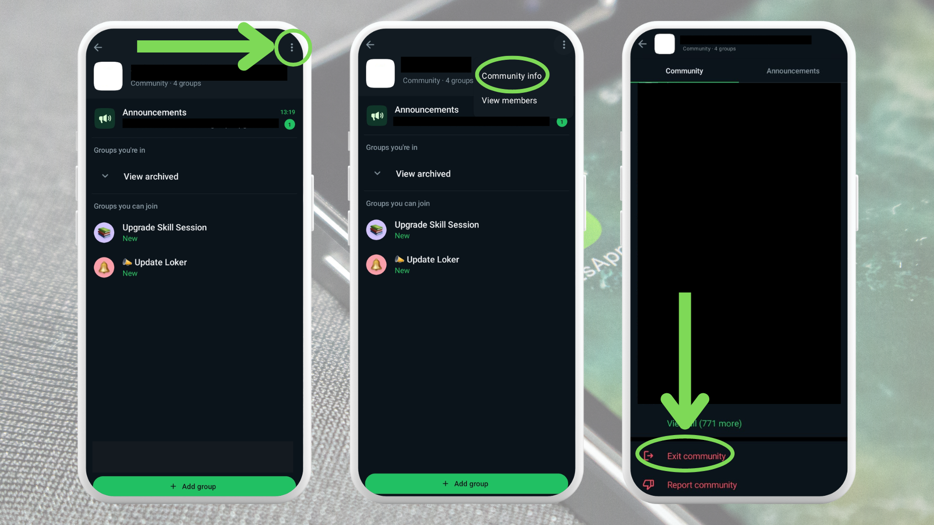 cara keluar, menghapus, dan menonaktifkan komunitas whatsapp