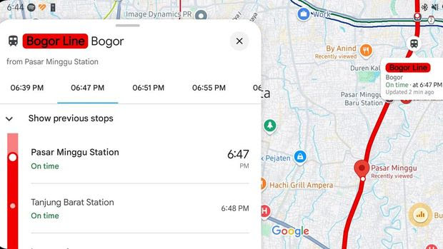 google maps lacak lokasi kereta mudik