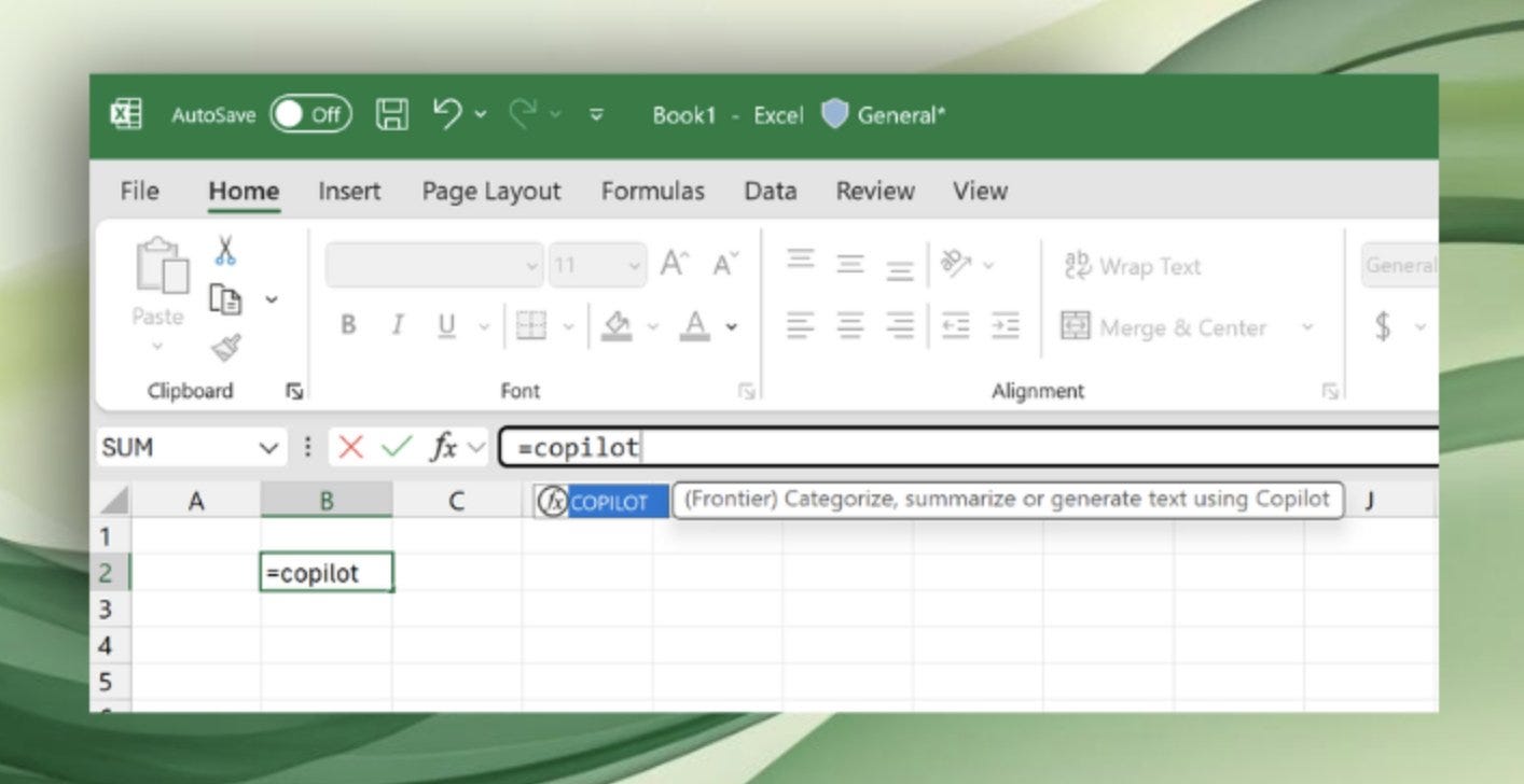 Microsoft Excel Copilot AI