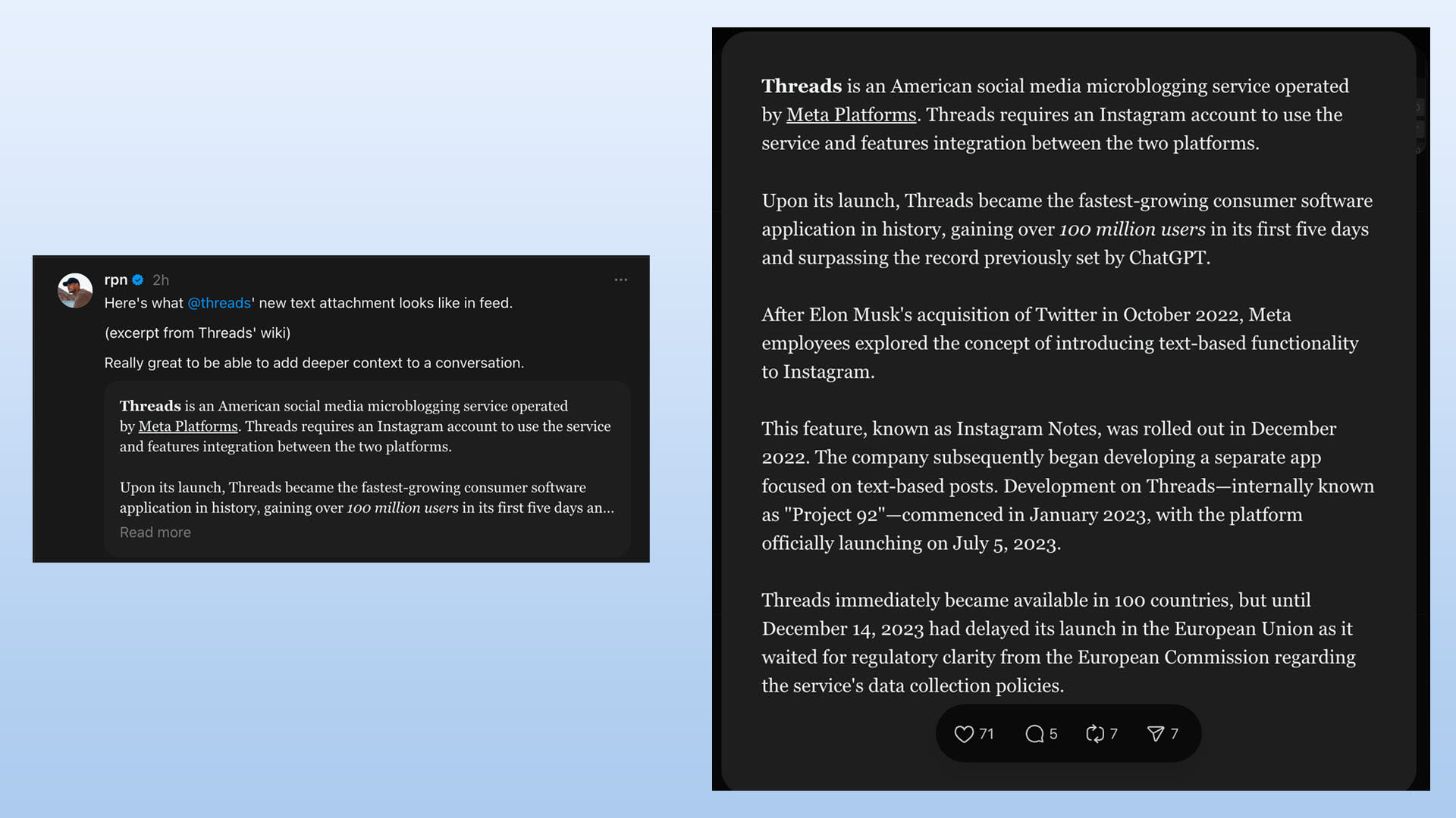 Threads fitur teks panjang
