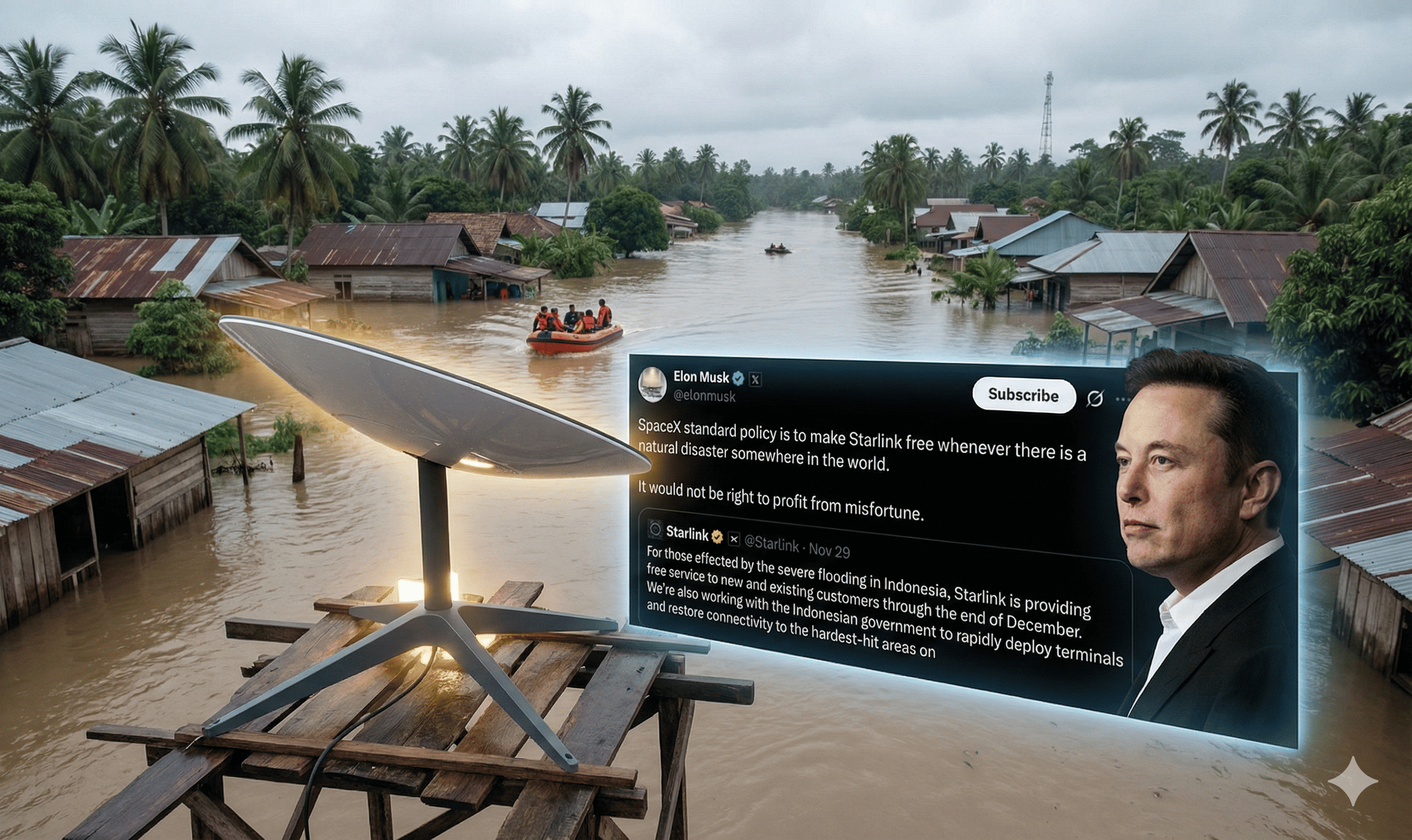 Starlink gratis korban banjir Sumatera
