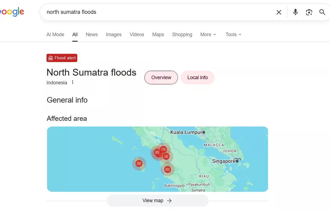 Flood Alert Google, Google, Google Maps, Maps, Banjir, Flood Alert, SOS Alert, Banjir, Sumatra