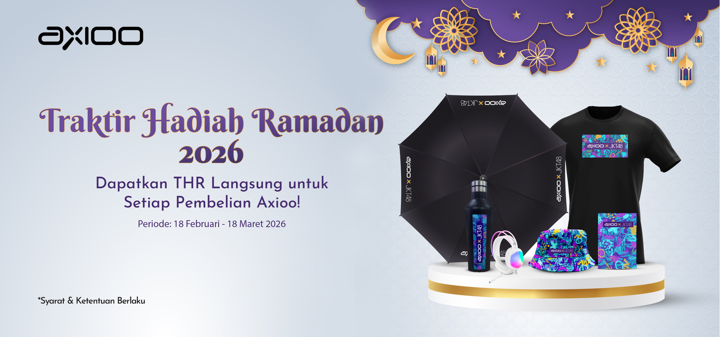 promo laptop Axioo Ramadan, merchandise JKT48 Axioo, hadiah laptop Pongo, e-warranty Axioo, promo beli laptop 2026, diskon gadget Ramadan.