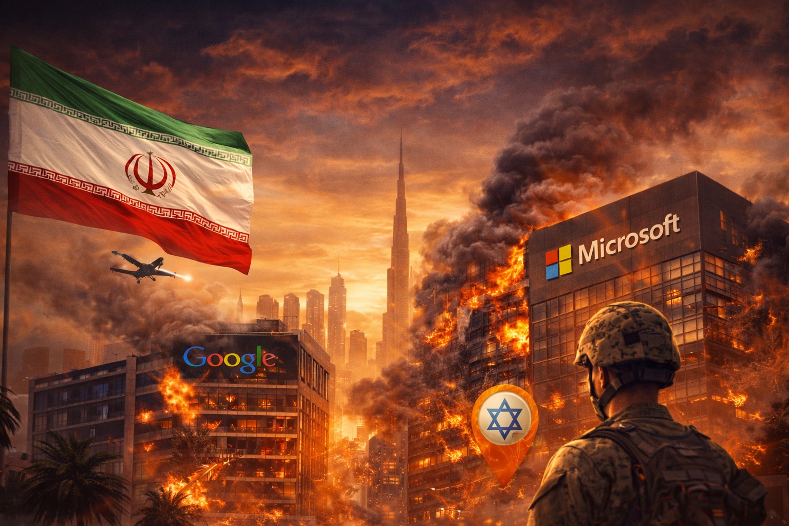 Iran target serangan Google Microsoft Timur Tengah konflik siber infrastruktur teknologi