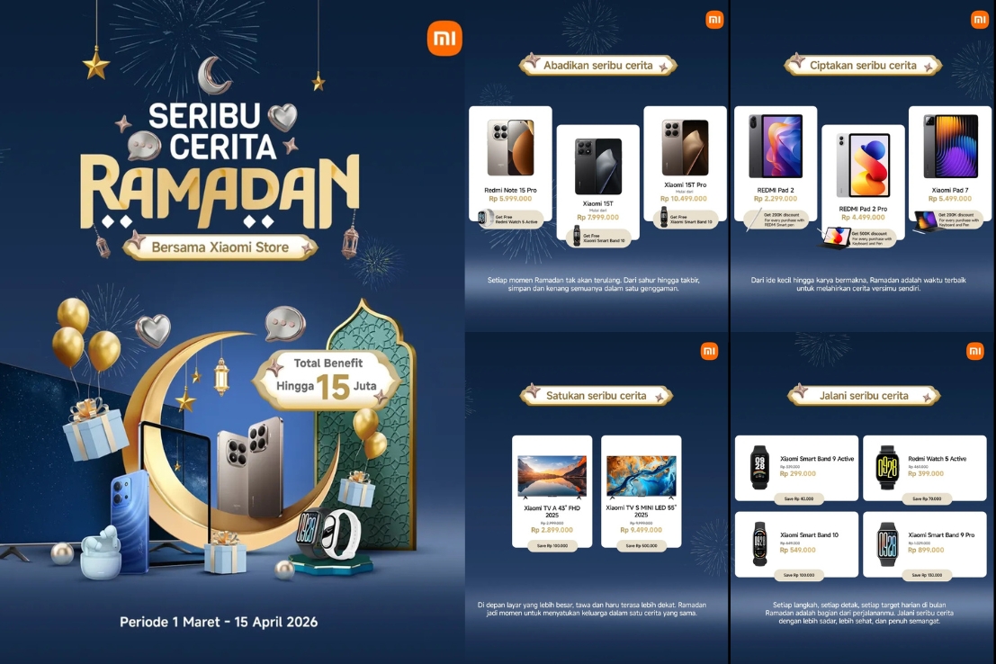 Promo Xiaomi Ramadan 2026, Diskon Lebaran Xiaomi Indonesia, Harga Xiaomi 15T Pro, Redmi Note 15 Pro, Promo Smart TV, Xiaomi Store Seribu Cerita Ramadan
