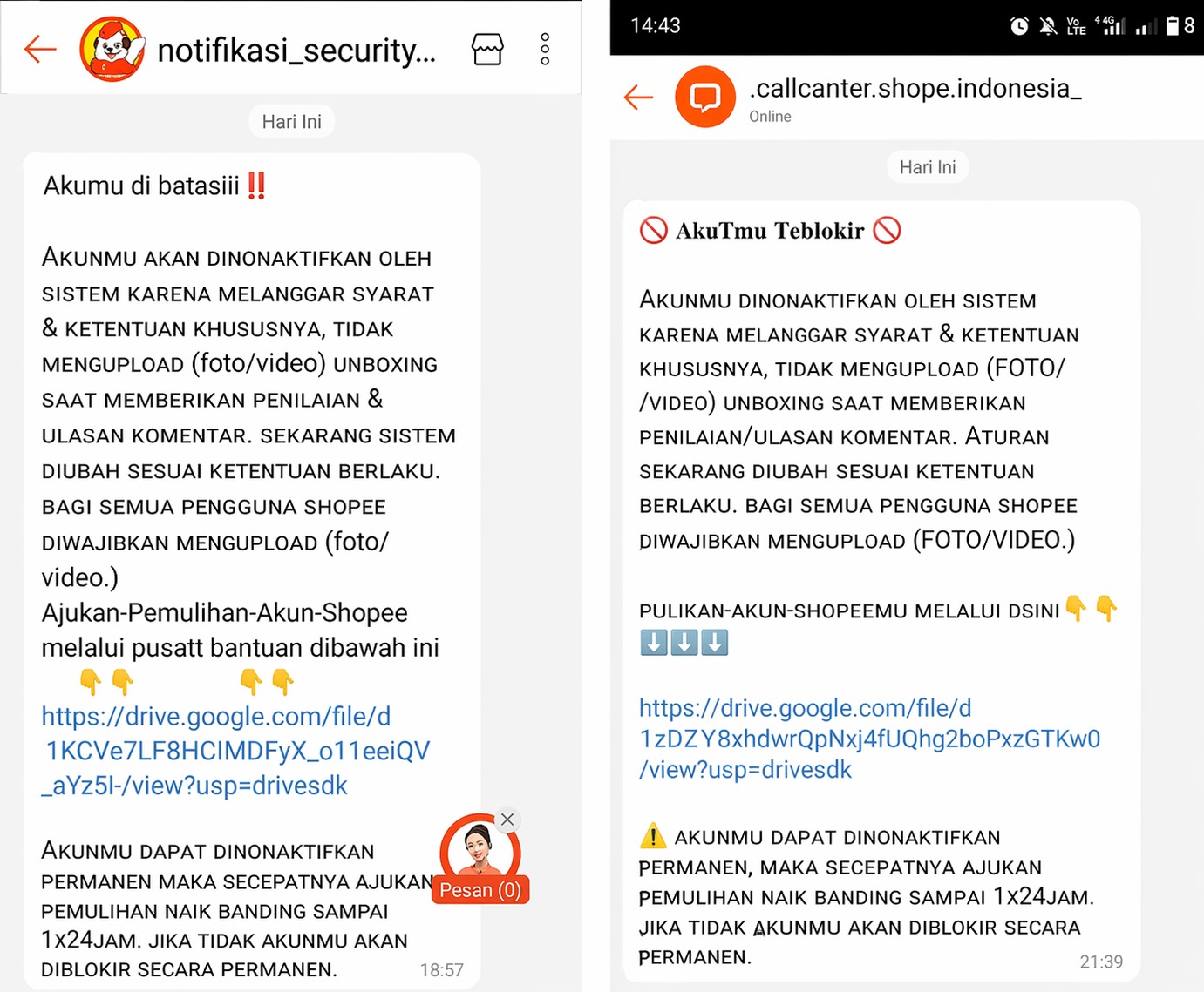 Modus Penipuan Chat Shopee Penjual