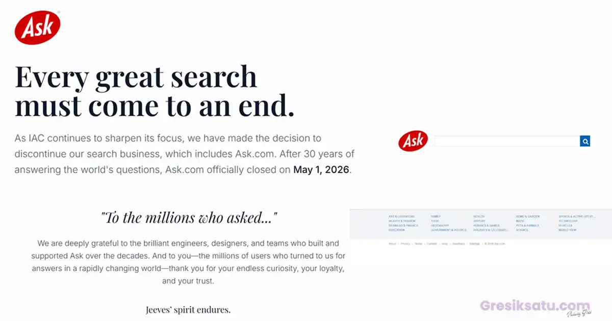 Ask.com Resmi Tutup 2026