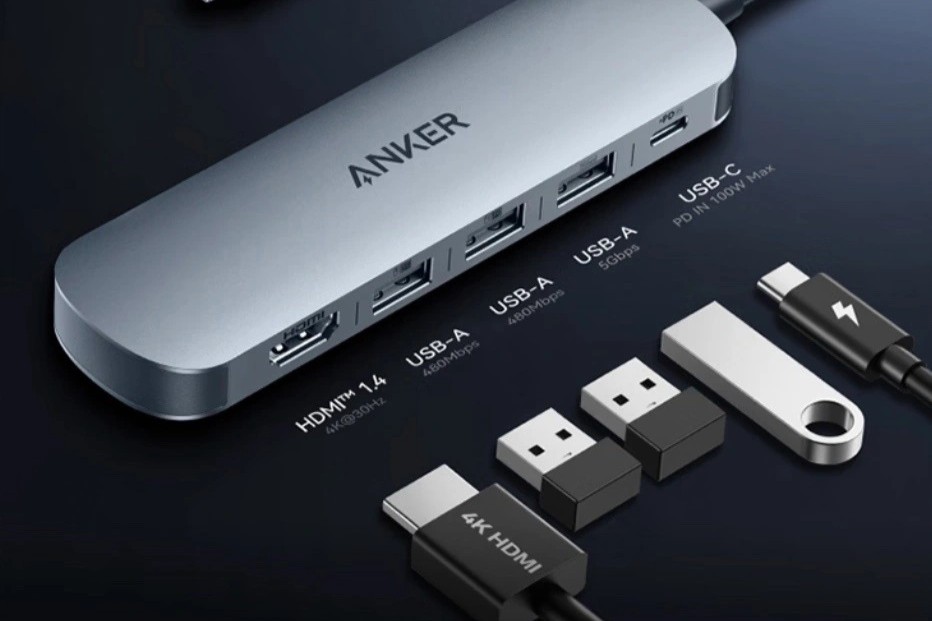 Anker 5-in-1 USB-C Hub, harga aksesori Anker terbaru, USB-C expansion dock, spesifikasi hub laptop Anker, pass-through charging 100W